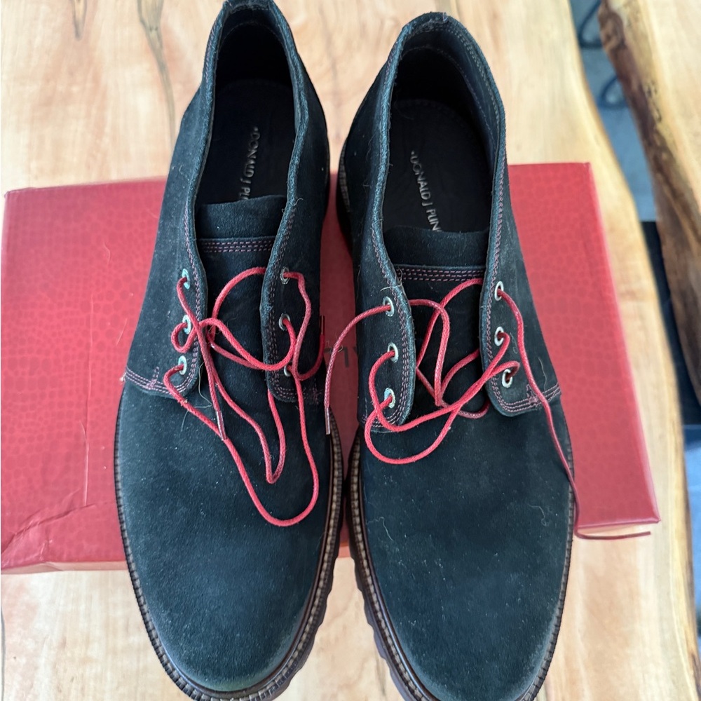 Donald Pliner Grant Suede Leather Desert Boot Cap Black Mens Size 10 Brazil
